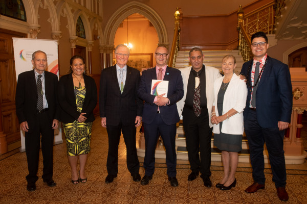 Members of the Inquiry Panel with Minister of Health Dr David Clark